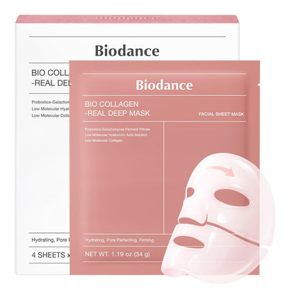Bio-CBIODANCE ollagen Real Deep Mask, Hydrating Overnight Hydrogel Face MPore ask, Minimizing, Elasticity, Plumping, Travel Essentials & Self Care Gifts for Women, Korean Skin Care | 1.19oz(34g) x 4ea