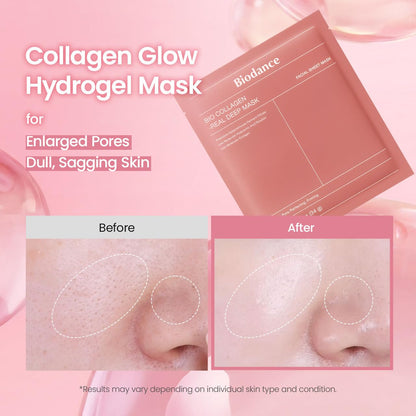 Bio-CBIODANCE ollagen Real Deep Mask, Hydrating Overnight Hydrogel Face MPore ask, Minimizing, Elasticity, Plumping, Travel Essentials & Self Care Gifts for Women, Korean Skin Care | 1.19oz(34g) x 4ea