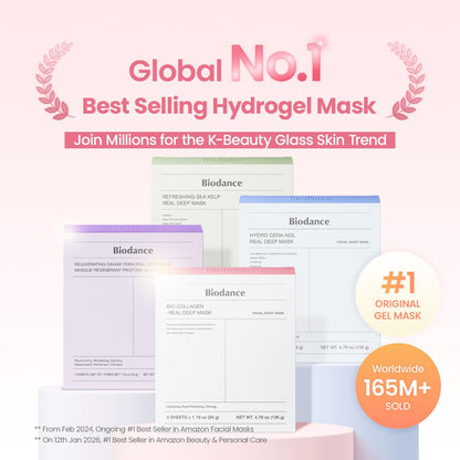 Bio-CBIODANCE ollagen Real Deep Mask, Hydrating Overnight Hydrogel Face MPore ask, Minimizing, Elasticity, Plumping, Travel Essentials & Self Care Gifts for Women, Korean Skin Care | 1.19oz(34g) x 4ea