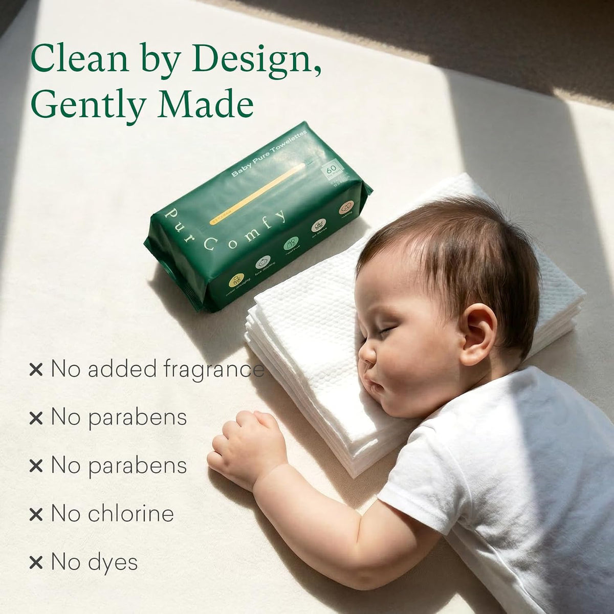 PurComfy Baby Dry Wipes for Newborn, 8 Pac