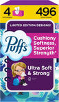 Puffs Facial Tissues Ultra Soft, 4 Family Boxes, 124 Facial Tissues per Box, Allergies and Colds (Packaging May Vary)