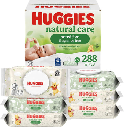 Huggies Natural Care Sensitive Baby Wipes, Unscented, 6 Packs, 288 Wipes