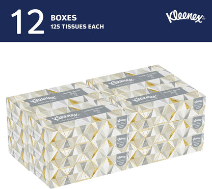 Kleenex Professional Facial Tissue, Bulk, 12 Boxes x 125 Tissues (03076)